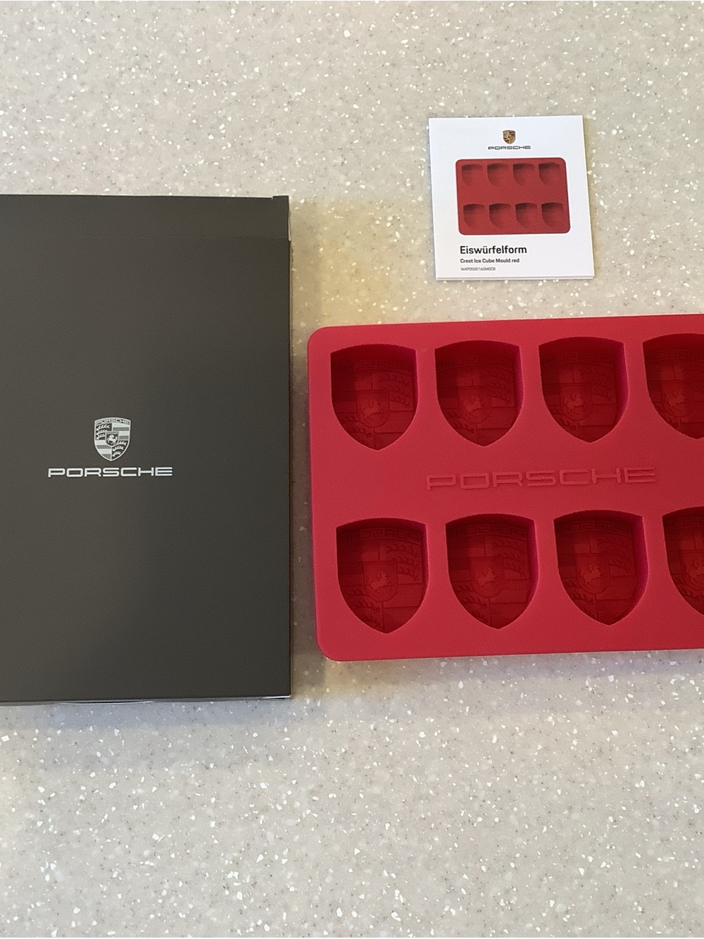 Porsche Design Red Silicone Mold Shield Ice Cube Tray Candy Chocolate Cake NEW